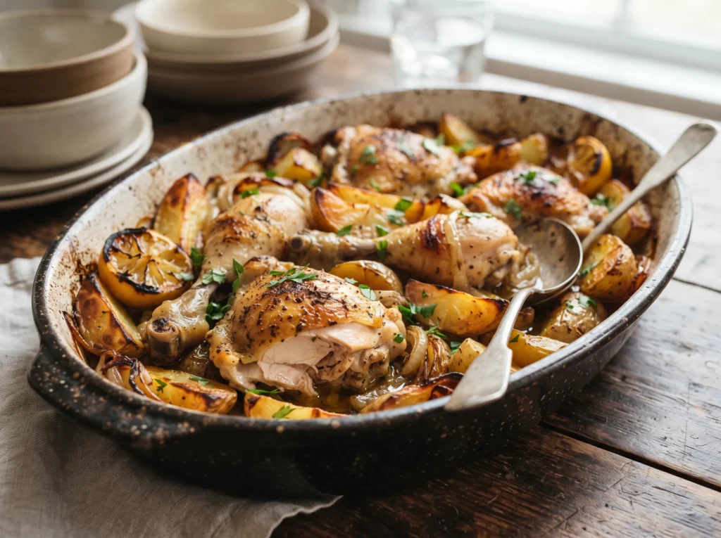 juicy-baked-chicken-potatoes-serving