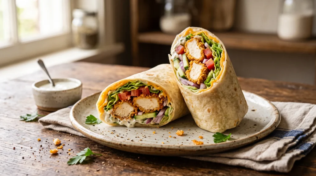 crispy-chicken-ranch-wrap-with-ranch