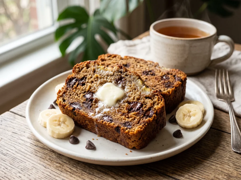 The Ultimate Moist Chocolate Chip Banana Bread 3 moist-chocolate-chip-banana-bread-with-melted-chocolate