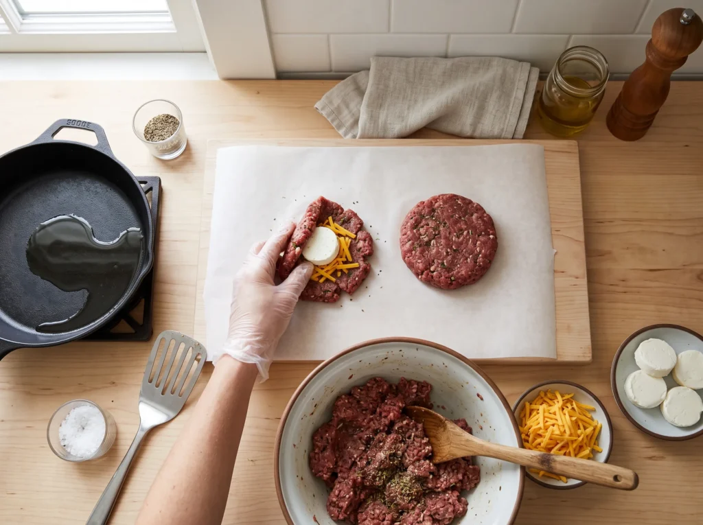 how-to-make-cream-cheese-stuffed-burger