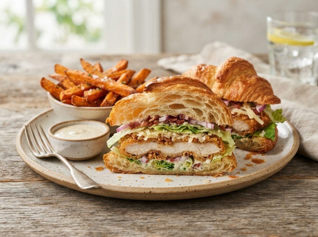 Crispy Chicken Caesar Croissant Sandwich Recipe 4 Crispy chicken caesar croissant … 202608050104