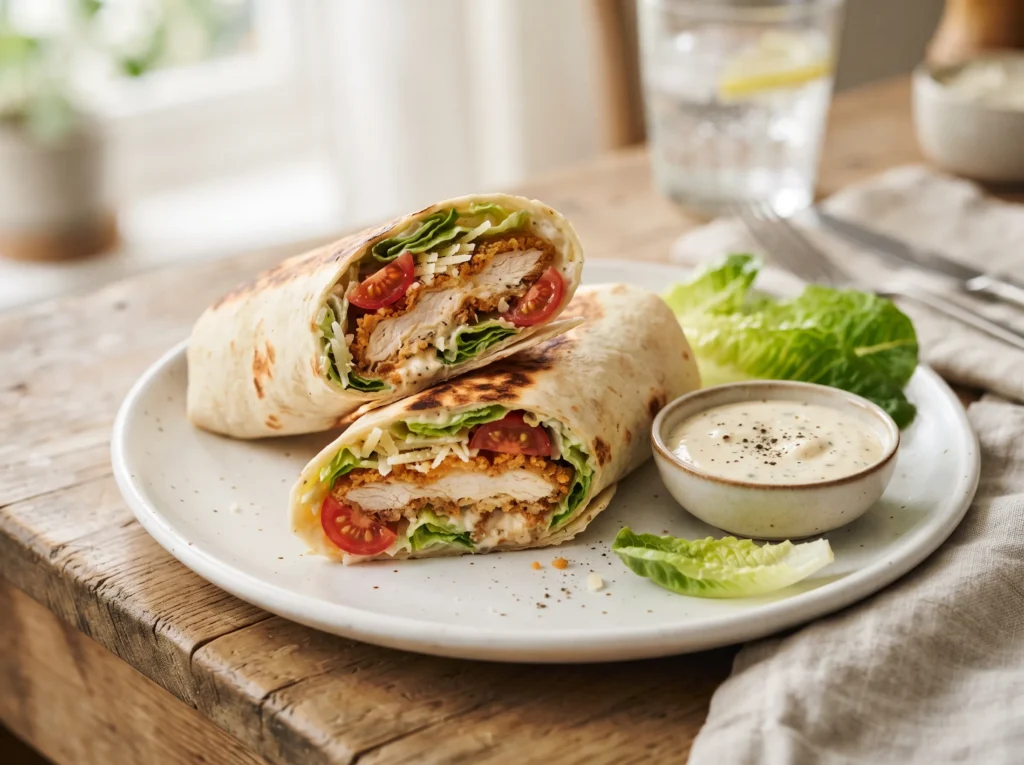 Crispy Chicken Caesar Wraps 3 crispy-chicken-caesar-wraps-serving