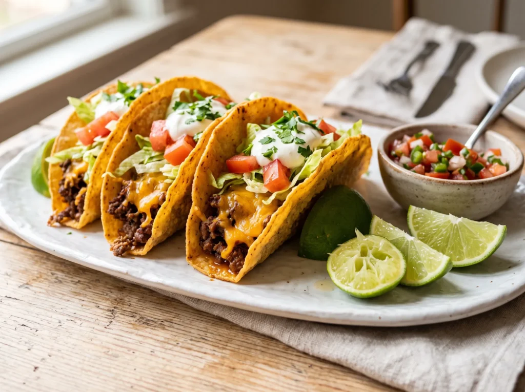 Crunchy Cheesy Beef Tacos 3 crunchy-cheesy-beef-tacos-with-toppings