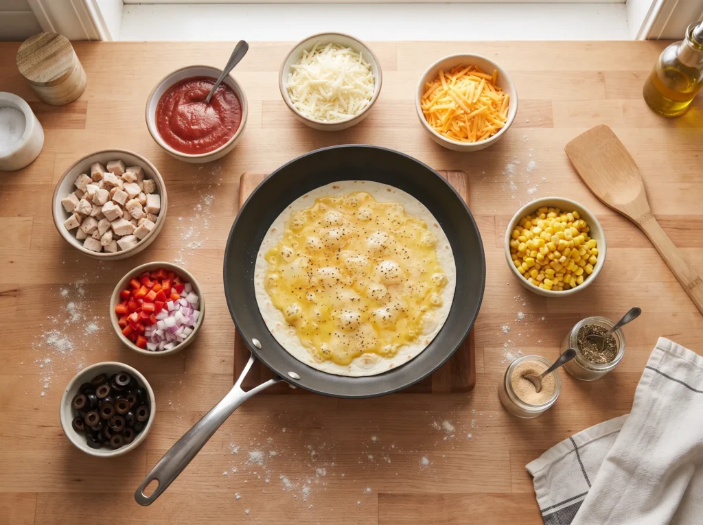 10-Minute Egg Tortilla Pizza 2 how-to-make-egg-tortilla-pizza