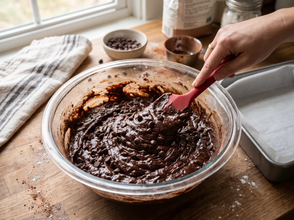 Fudgy Chocolate Brownies 2 one-bowl-fudgy-chocolate-brownies-process