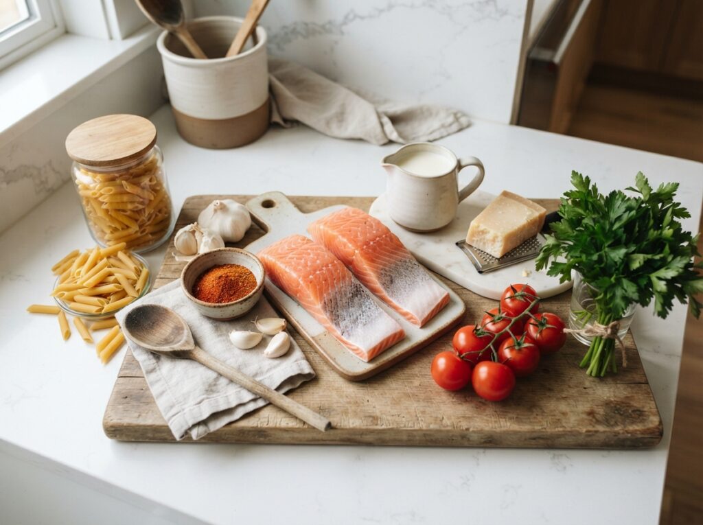 Food photography cajun salmon pasta 202608040026
