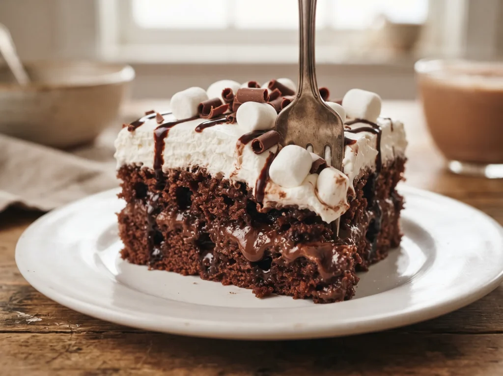 Hot Chocolate Poke Cake 2 how-to-make-hot-chocolate-poke-cake