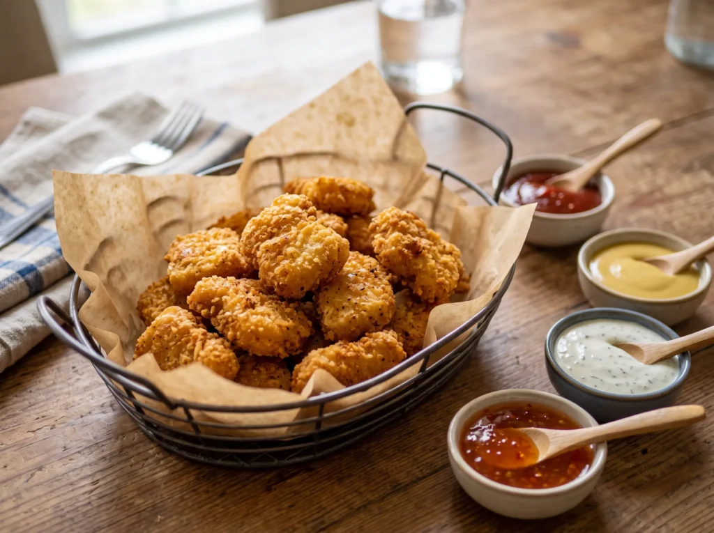Homemade Copycat McDonald's Chicken McNuggets 3 homemade-chicken-mcnuggets-with-dipping-sauce