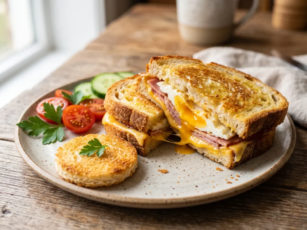Ultimate Ham, Egg & Cheese Toast Sandwich Recipe 3 ham-egg-cheese-toast-sandwich-serving