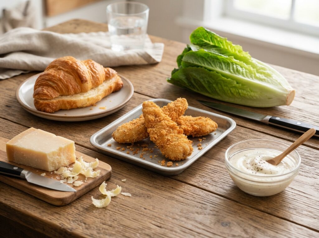 Crispy Chicken Caesar Croissant Sandwich Recipe 2 Ingredients for chicken Caesar c… 202608050103