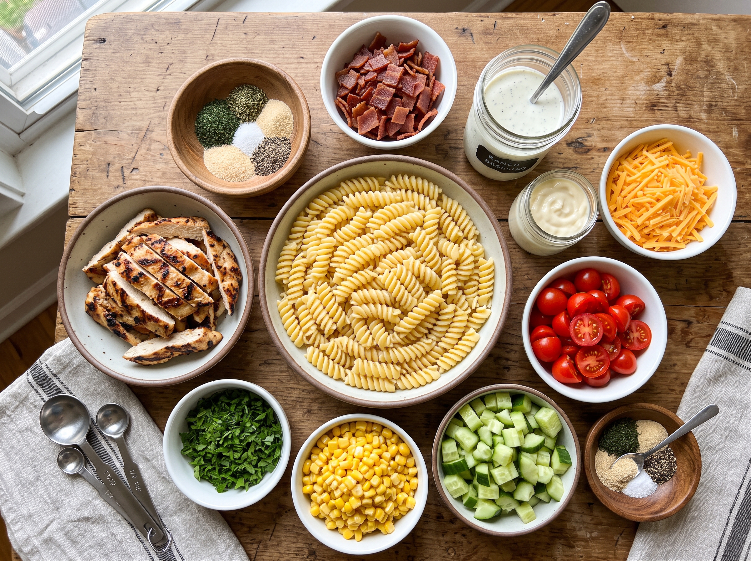 Chicken Bacon Ranch Pasta Salad Recipe | Easy Creamy Pasta Salad 2 how-to-make-chicken-bacon-ranch-pasta-salad