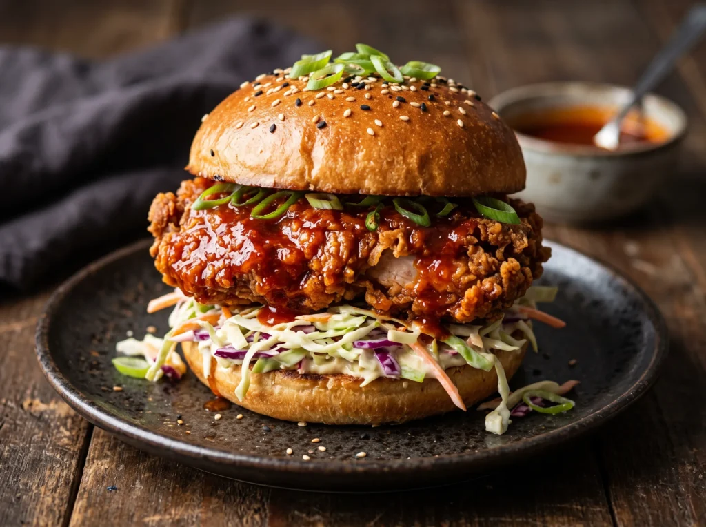 Crispy Korean Fried Chicken Sandwich 3 korean-fried-chicken-sandwich-with-creamy-slaw