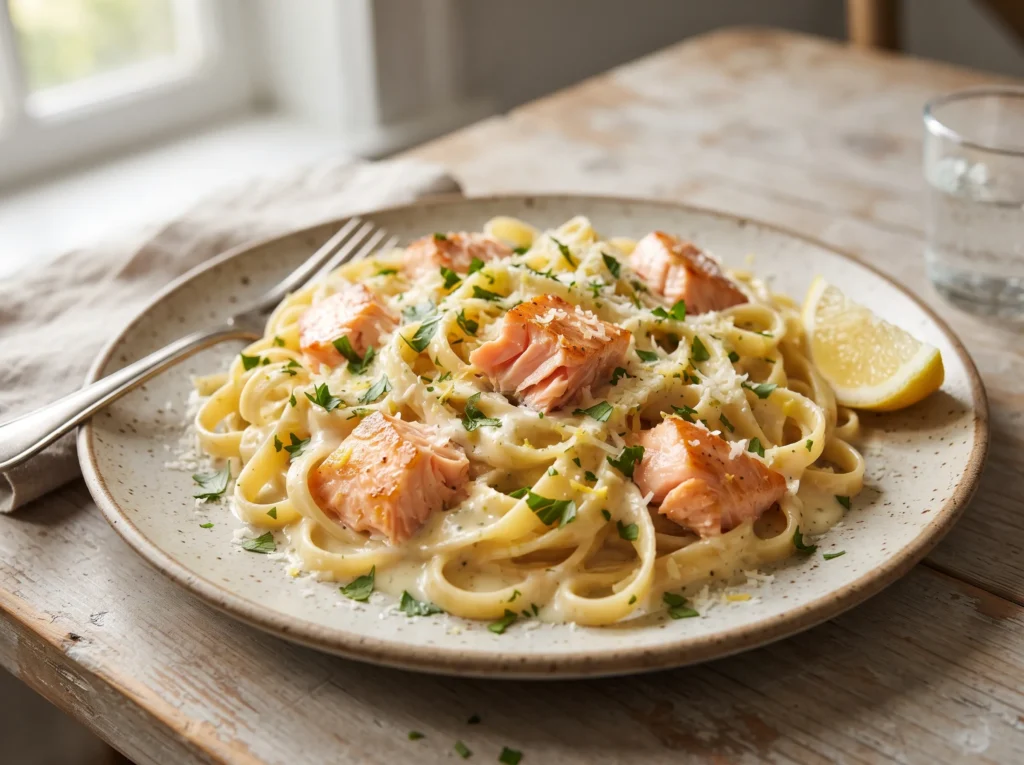 Lemon Garlic Salmon Pasta ✨ 3 lemon-garlic-salmon-pasta-with-creamy-sauce