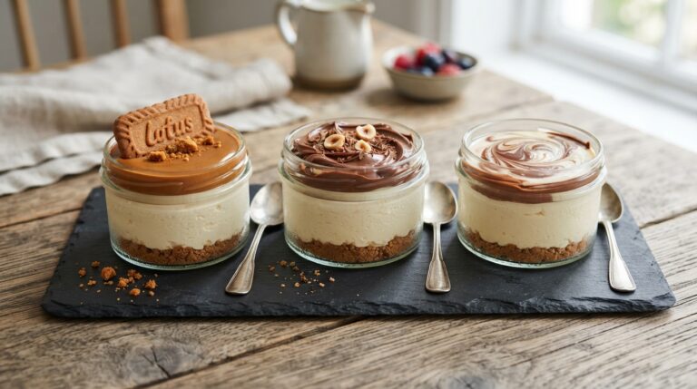 Easy No-Bake Mini Cheesecakes with Biscoff & Nutella