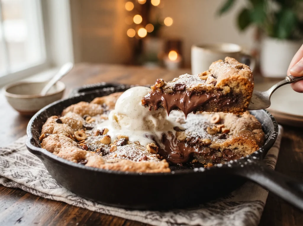 Nutella-Stuffed Skillet Cookie 3 nutella-stuffed-skillet-cookie-serving