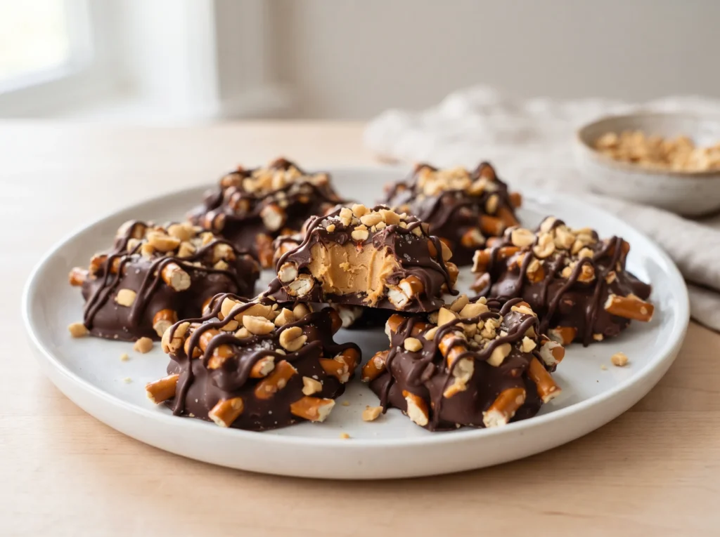 peanut-butter-pretzel-clusters-chocolate