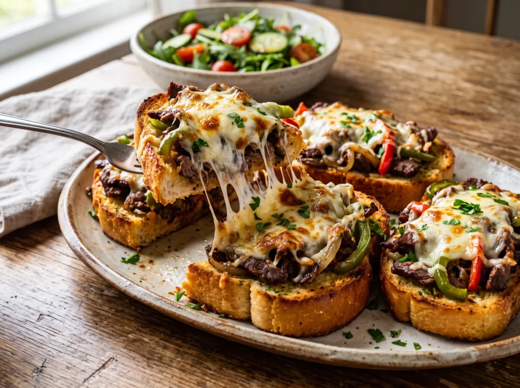 Philly Cheesesteak Texas Toast 3 philly-cheesesteak-texas-toast-with-melted-cheese