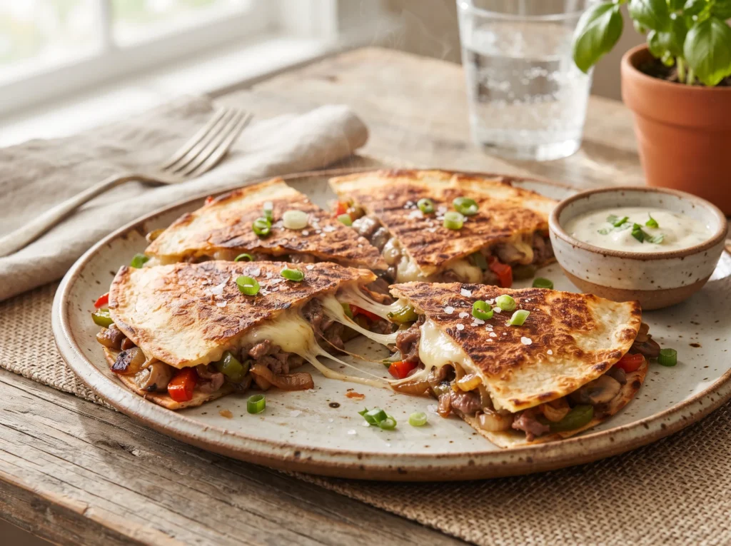 🔥 Philly Cheesesteak Quesadilla 🔥 3 philly-cheesesteak-quesadilla-with-garlic-sauce