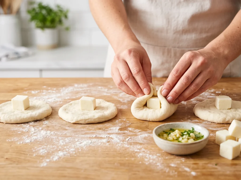 Cheesy Garlic Bread 2 how-to-make-mozzarella-stuffed-garlic-rolls