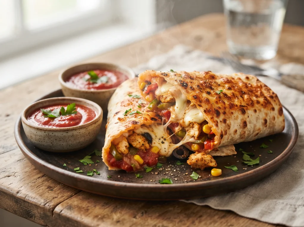 The Ultimate Cheesy Pizza Burrito 3 cheesy-pizza-burrito-with-pizza-sauce