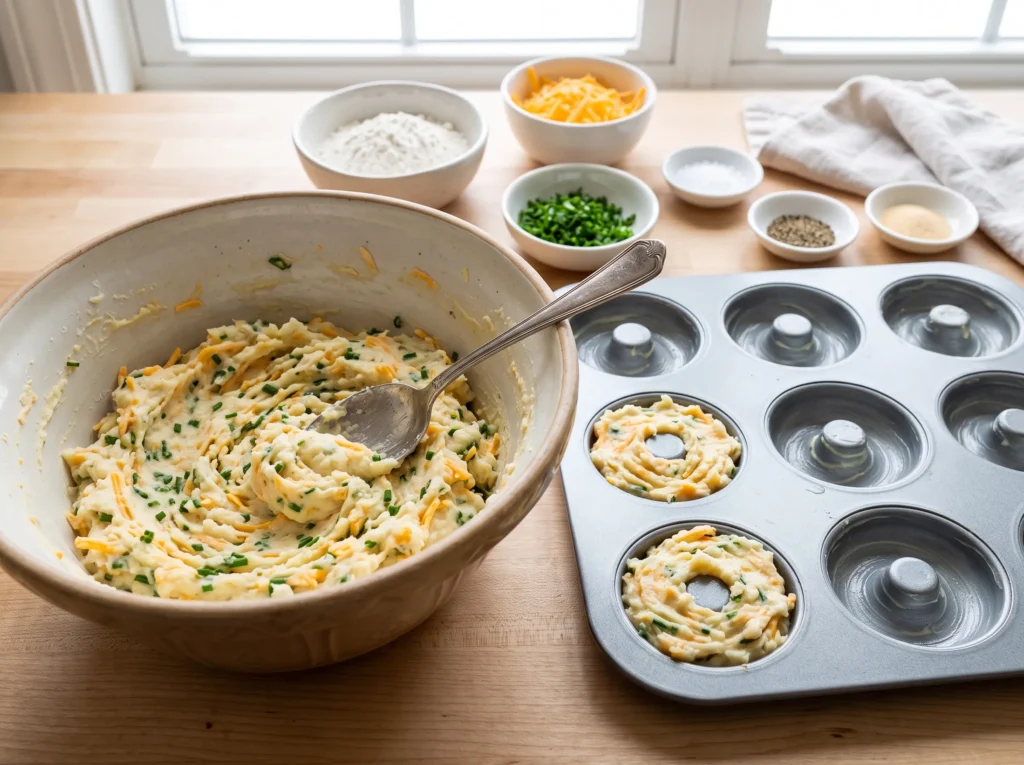 Cheesy Potato and Chive Donuts 2 how-to-make-baked-cheesy-donuts