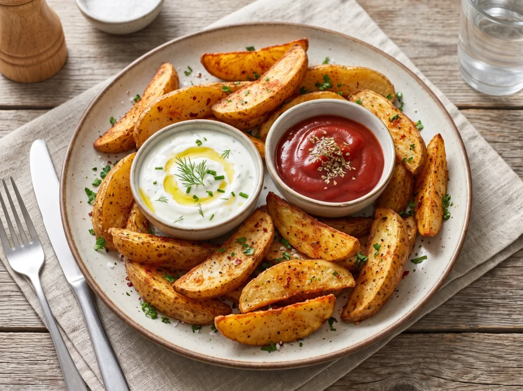 Spicy Potato Wedges 3 spicy-potato-wedges-with-garlic-dip