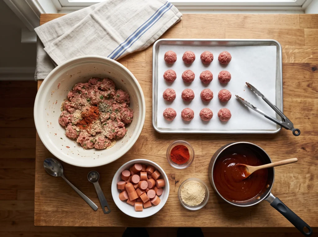 how-to-make-smoked-bbq-meatball-hot-dog-bites