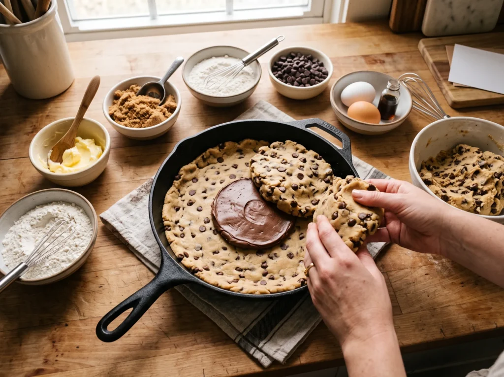 Nutella-Stuffed Skillet Cookie 2 how-to-make-nutella-stuffed-skillet-cookie