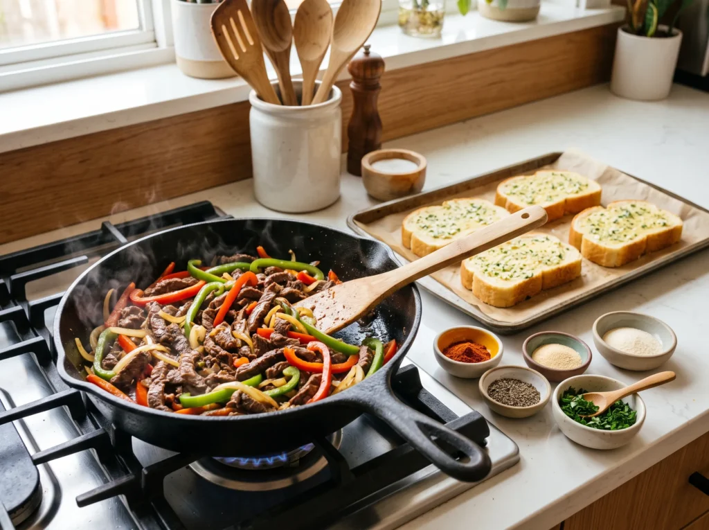 Philly Cheesesteak Texas Toast 2 how-to-make-philly-cheesesteak-texas-toast