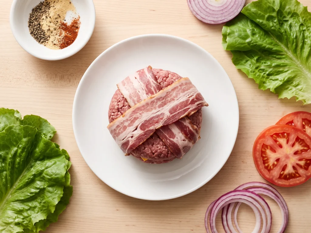 how-to-make-air-fryer-bacon-wrapped-stuffed-burger