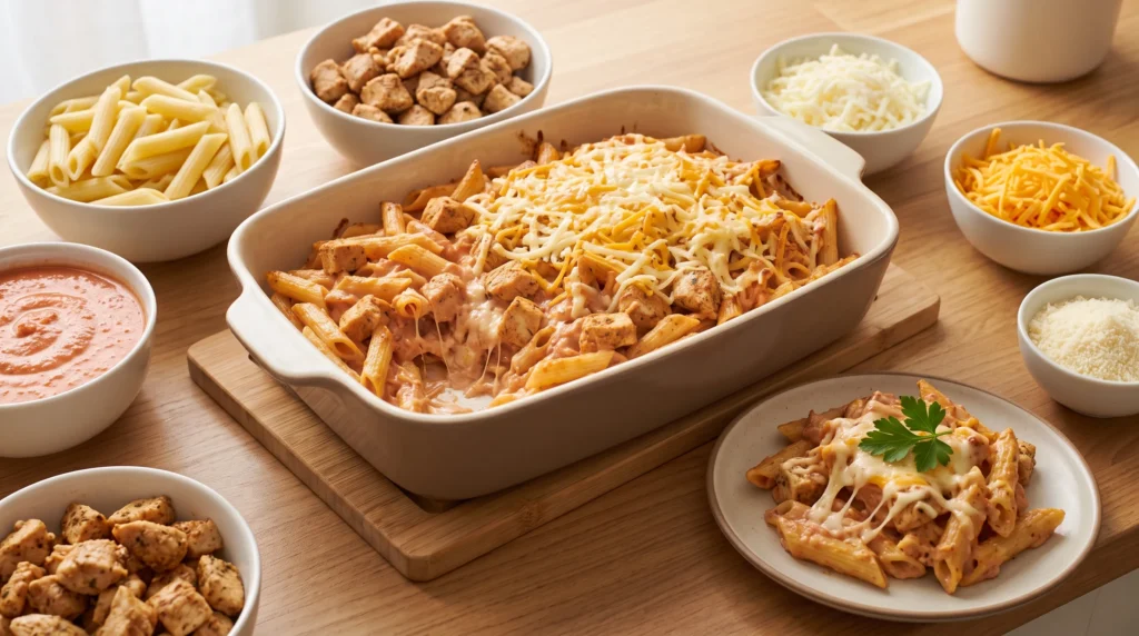 Cheesy Chicken Penne Bake 2 how-to-make-cheesy-chicken-penne-bake