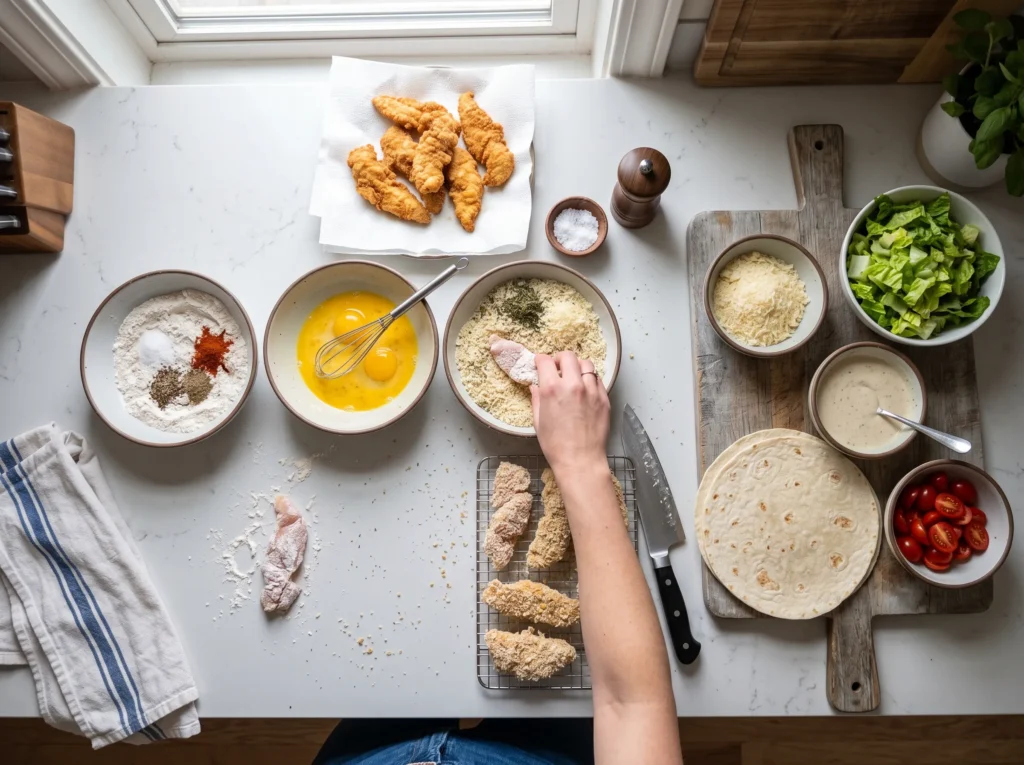 Crispy Chicken Caesar Wraps 2 how-to-make-crispy-chicken-caesar-wraps