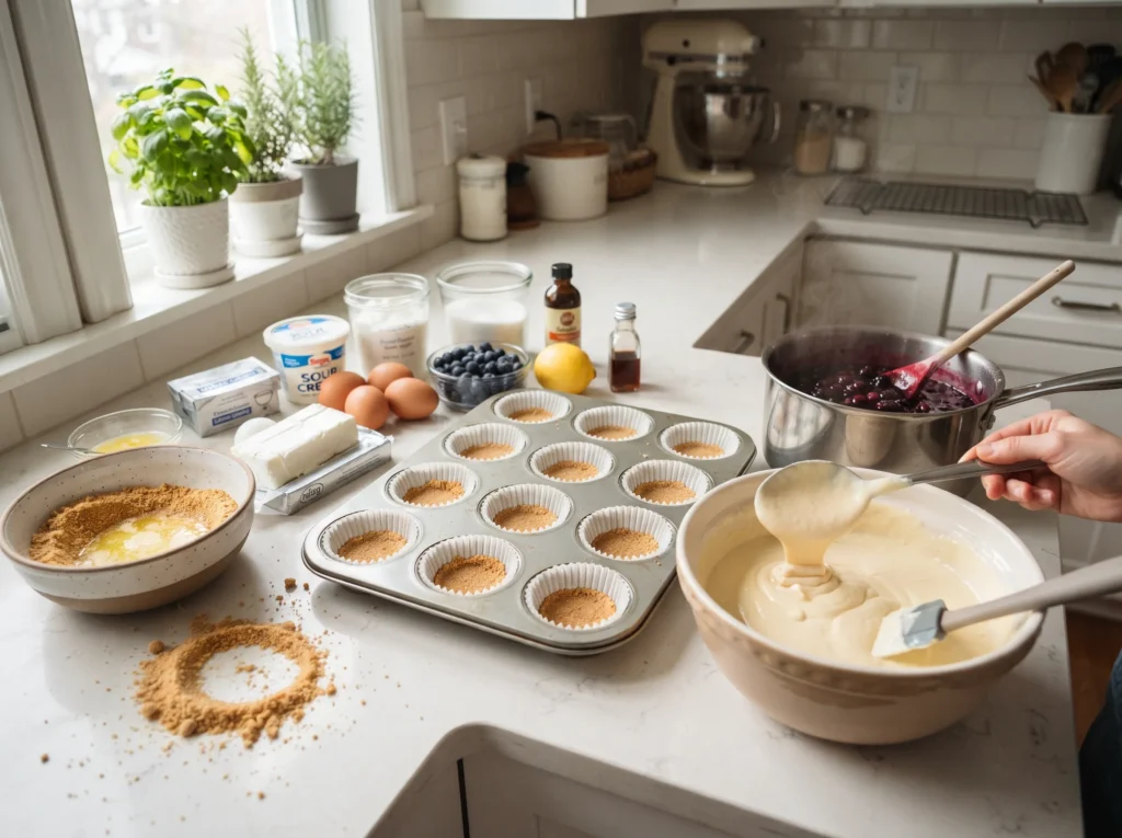 how-to-make-mini-blueberry-cheesecakes