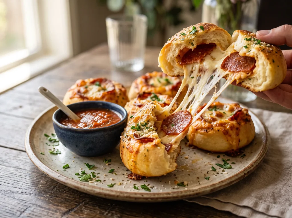 Homemade Pizza Rolls Recipe with Cheesy Pepperoni 3 cheesy-pepperoni-pizza-rolls-with-pizza-sauce