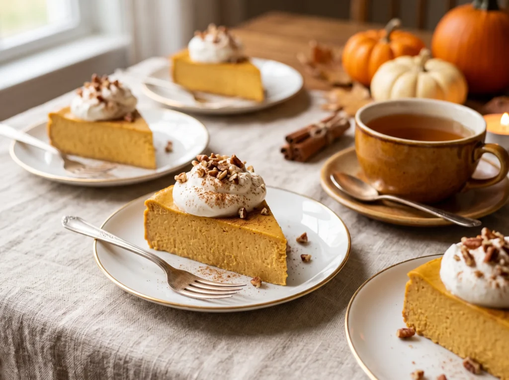 Baked Crustless Pumpkin Cheesecake with Whipped Cream 3 crustless-pumpkin-cheesecake-with-whipped-cream