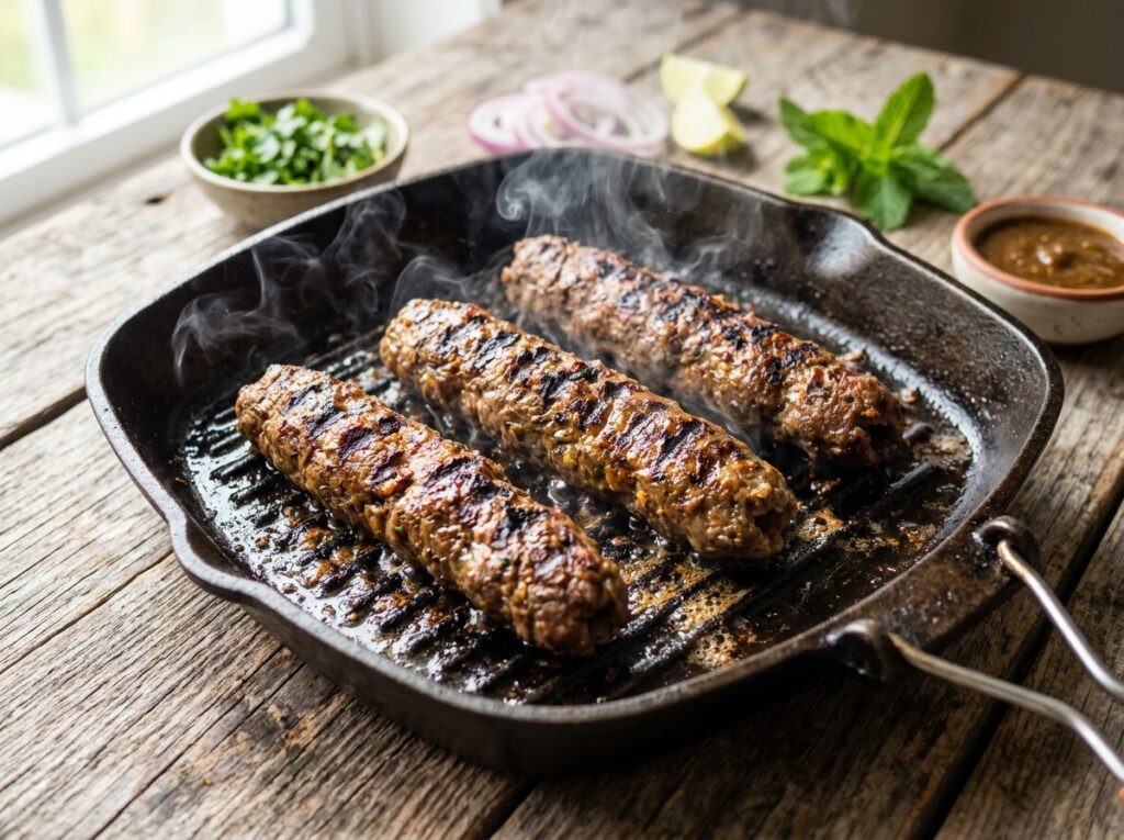 Seekh kebabs cooking on grill 202608041840 1
