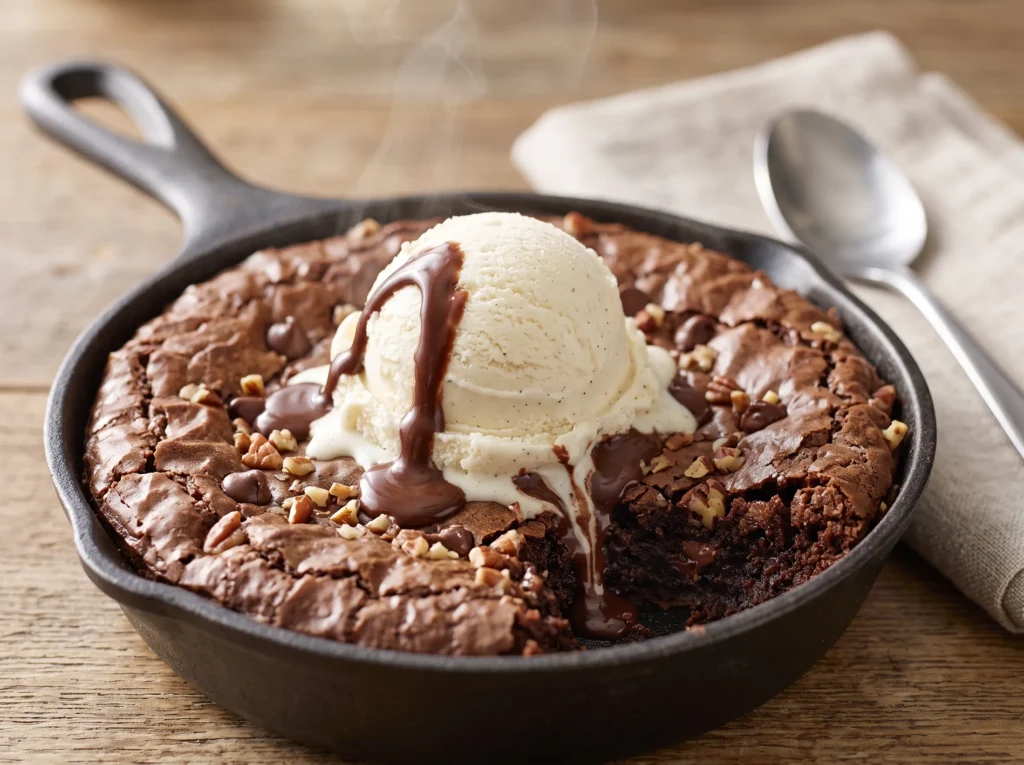 how-to-make-skillet-brownie-sundae