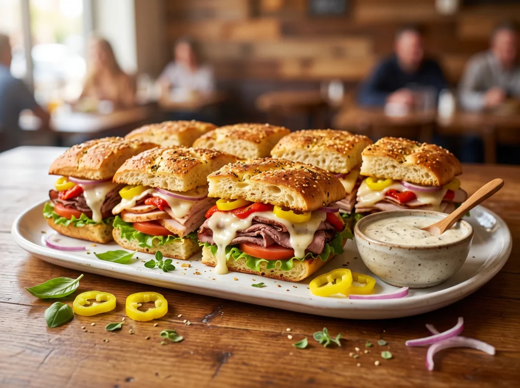 Giant Italian Sub Sliders 3 giant-italian-sub-sliders-serving