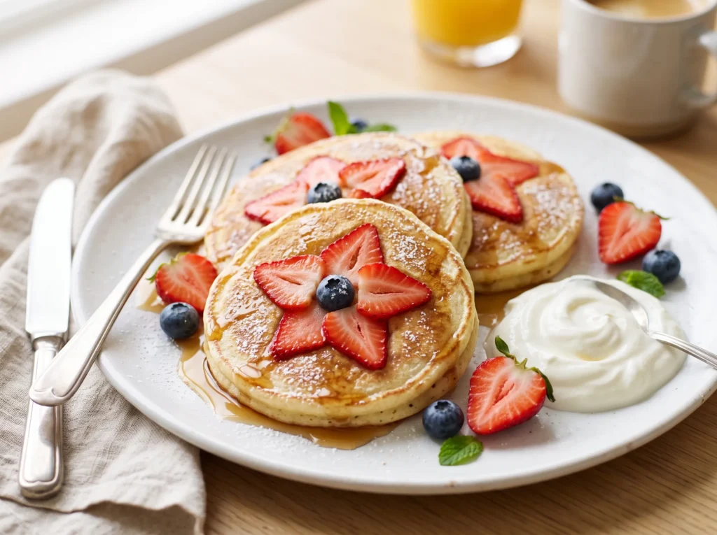Strawberry Flower Pancakes 3 strawberry-flower-pancakes-serving