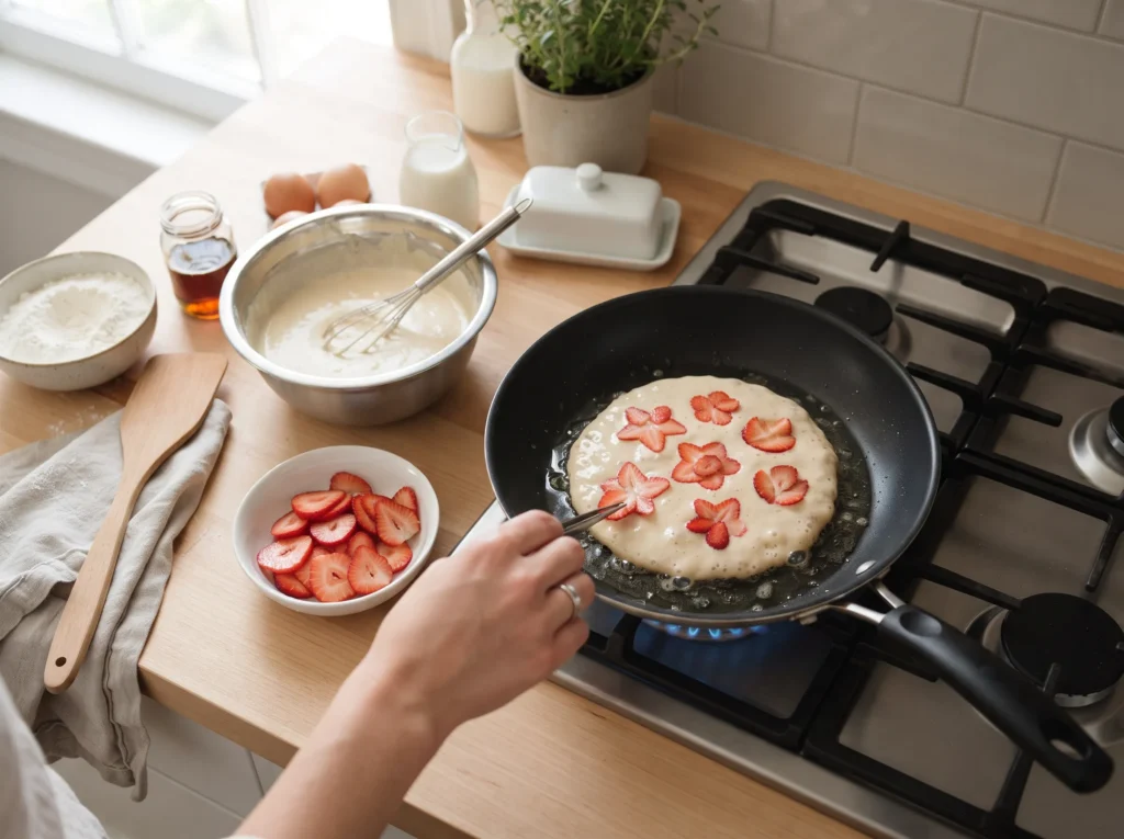 Strawberry Flower Pancakes 2 how-to-make-strawberry-flower-pancakes
