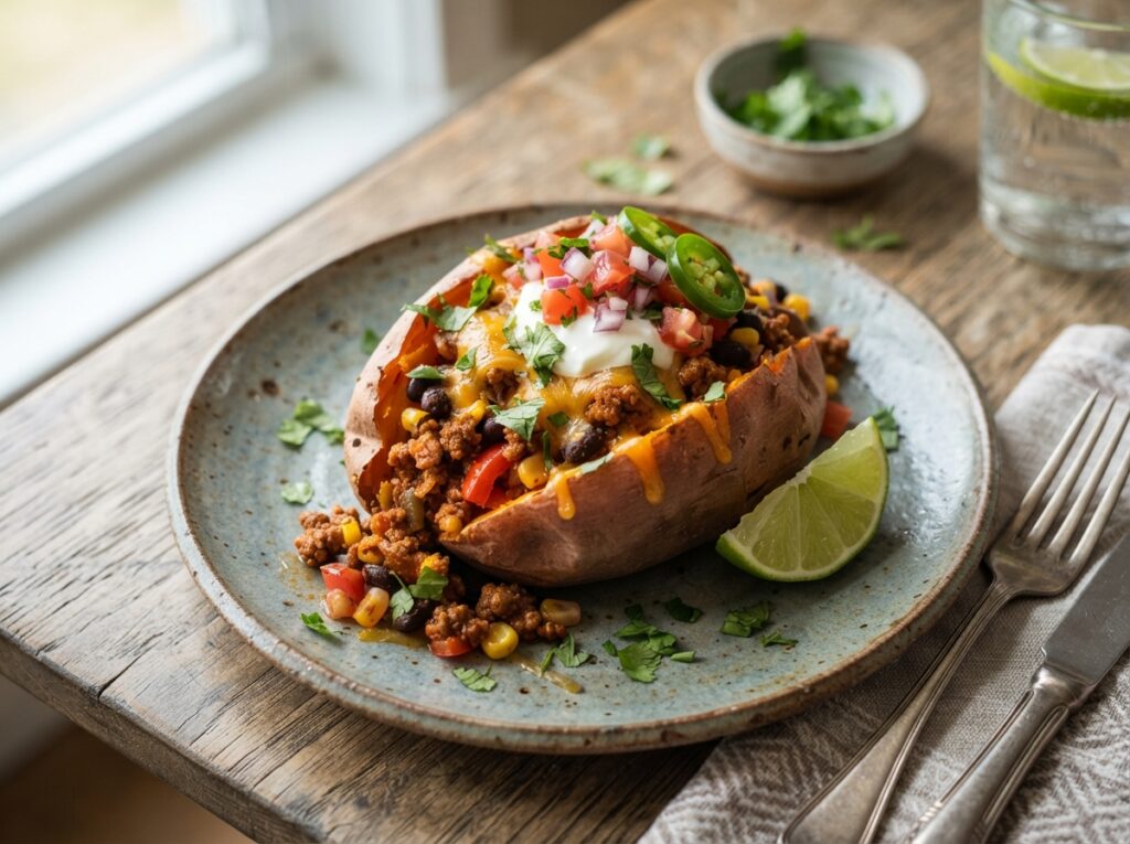 Taco Beef Loaded Sweet Potato: Easy Weeknight Dinner 4 Taco Beef Loaded Sweet Potato 202608040132