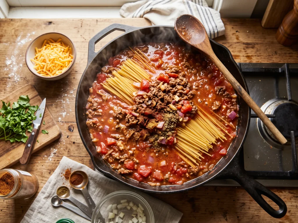 how-to-make-one-pot-taco-spaghetti